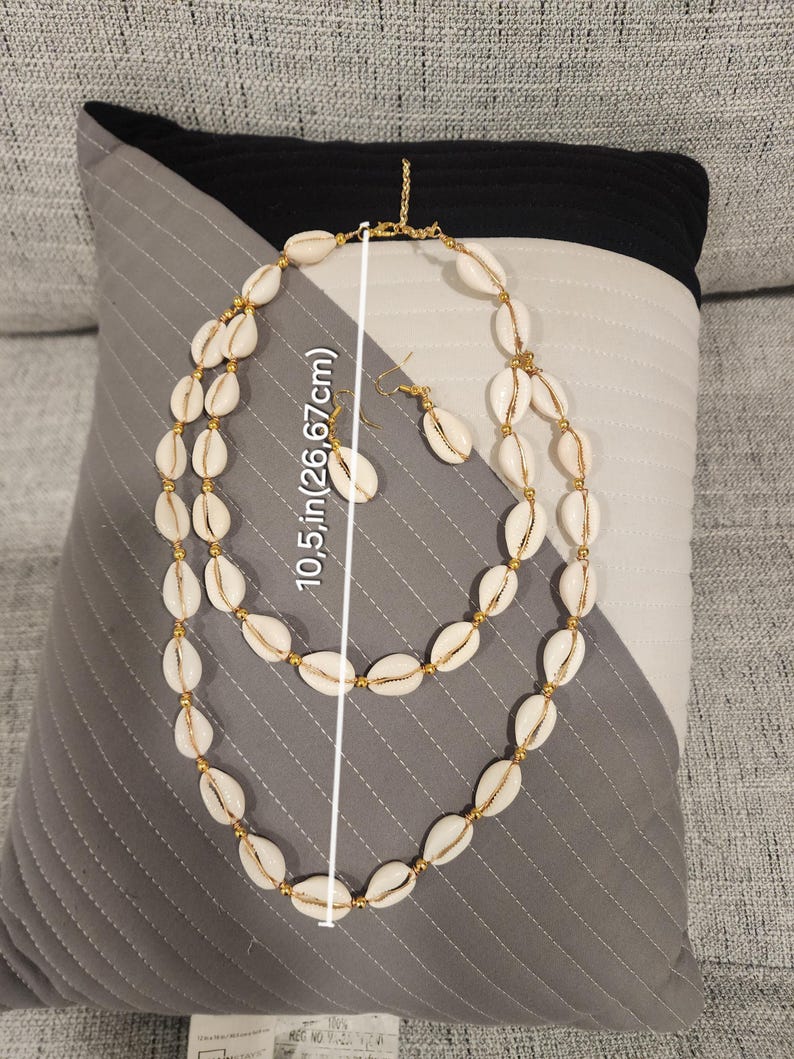 Cowrie Shell Necklace Handmade | African Brass Chain Adjustable | Bamileke Heritage Jewelry image 4