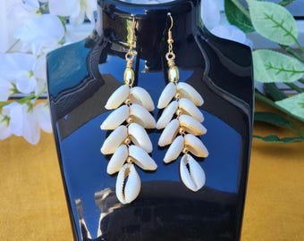 Cowrie Shell Earrings Handmade | African Heritage Jewelry | Bamileke Style | MARIFIDE USA | Gift