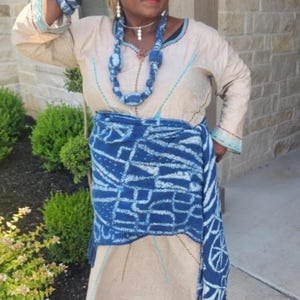 Authentic Bamileke Ndop Scarf | Handwoven Cotton Indigo Dye | African Heritage Wrap | Unisex immagine 18