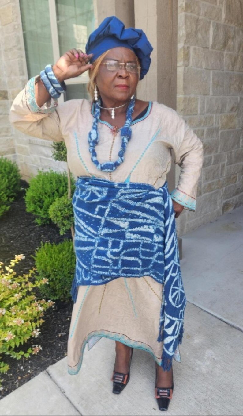 Authentic Bamileke Ndop Scarf | Handwoven Cotton Indigo Dye | African Heritage Wrap | Unisex immagine 18