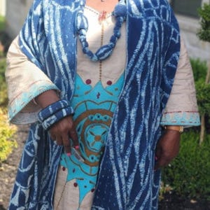 Authentic Bamileke Ndop Scarf | Handwoven Cotton Indigo Dye | African Heritage Wrap | Unisex immagine 17