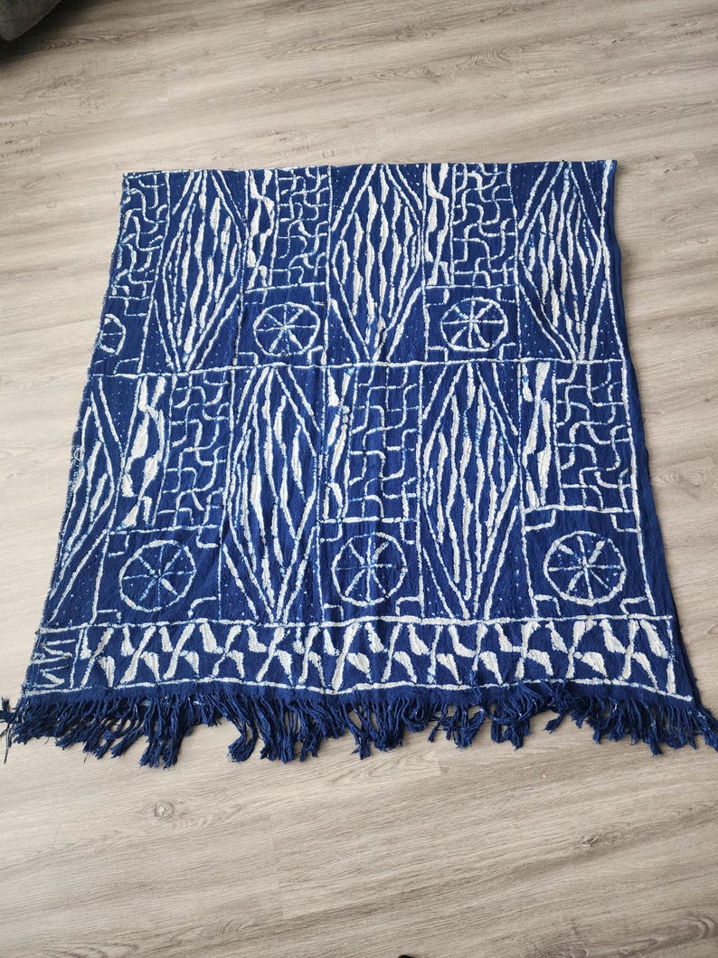 Authentic Bamileke Ndop Fabric | Handwoven Cotton Indigo Dye | Washable Royal Textile | Cameroon bild 5