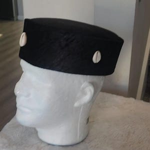 Igbo Chief Velvet Hat | African Cowrie Wedding Cap | Bamileke Heritage | Traditional Headwear