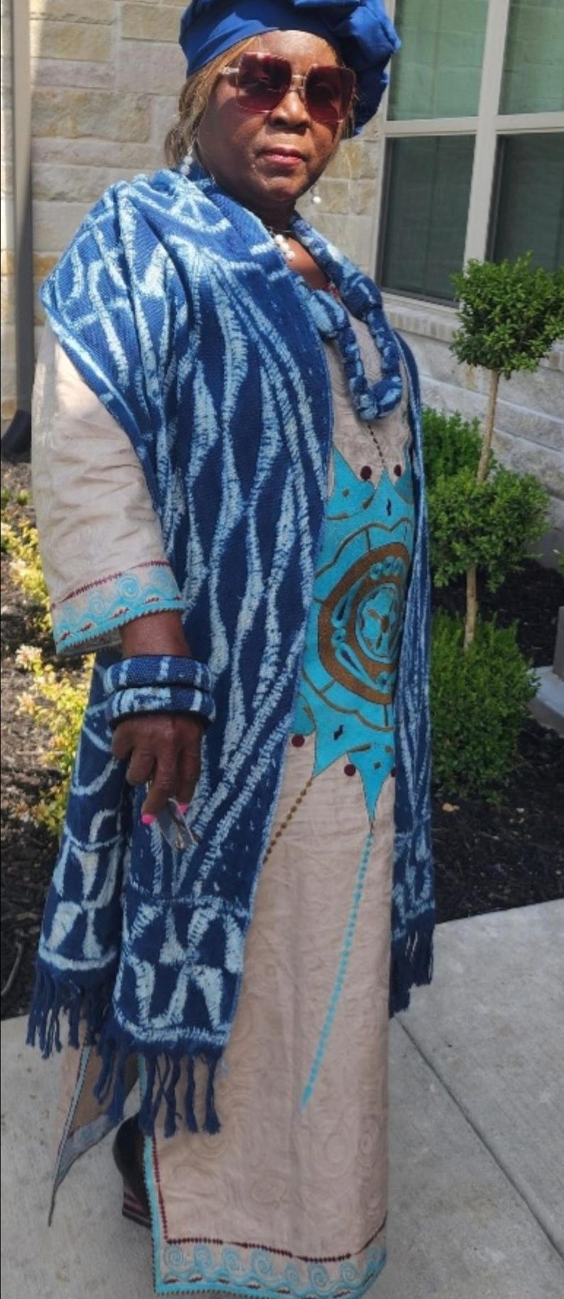 Authentic Bamileke Ndop Scarf | Handwoven Cotton Indigo Dye | African Heritage Wrap | Unisex immagine 20
