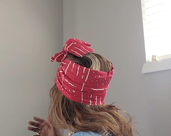 Wired Ankara head wrap/Kente print Boho headband/100% cotton African SCARF