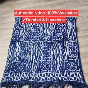 Authentic Bamileke Ndop Fabric | Handwoven Cotton Indigo Dye | Washable Royal Textile | Cameroon bild 1