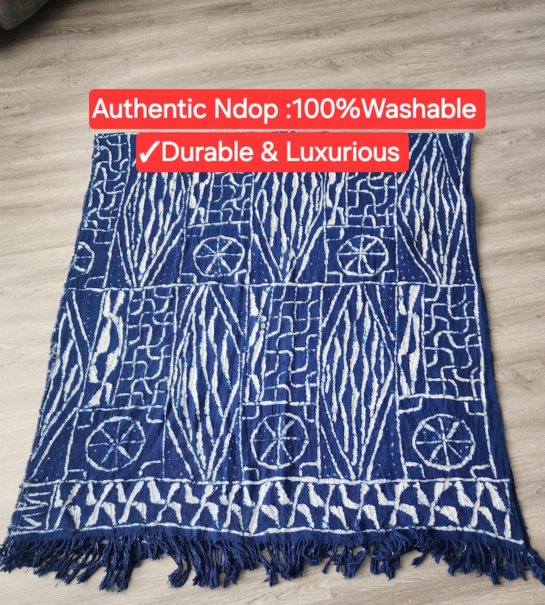 Authentic Bamileke Ndop Fabric | Handwoven Cotton Indigo Dye | Washable Royal Textile | Cameroon bild 1