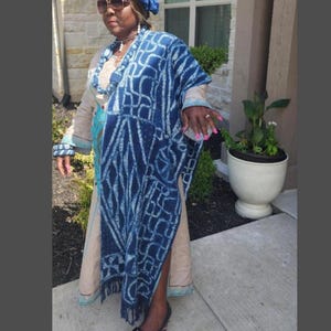 Authentic Bamileke Ndop Scarf | Handwoven Cotton Indigo Dye | African Heritage Wrap | Unisex immagine 7