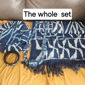 Authentic Bamileke Ndop Scarf | Handwoven Cotton Indigo Dye | African Heritage Wrap | Unisex immagine 6