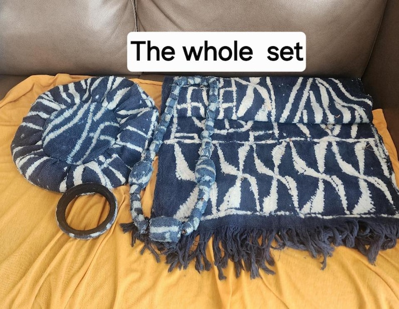 Authentic Bamileke Ndop Scarf | Handwoven Cotton Indigo Dye | African Heritage Wrap | Unisex immagine 6