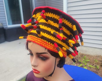Handwoven  Toghu Bamenda Hat/traditional African Bamileke Hat: Cameroon Unisex / wool Blend Cap