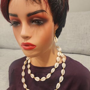 Cowrie Shell Necklace Handmade | African Brass Chain Adjustable | Bamileke Heritage Jewelry image 1