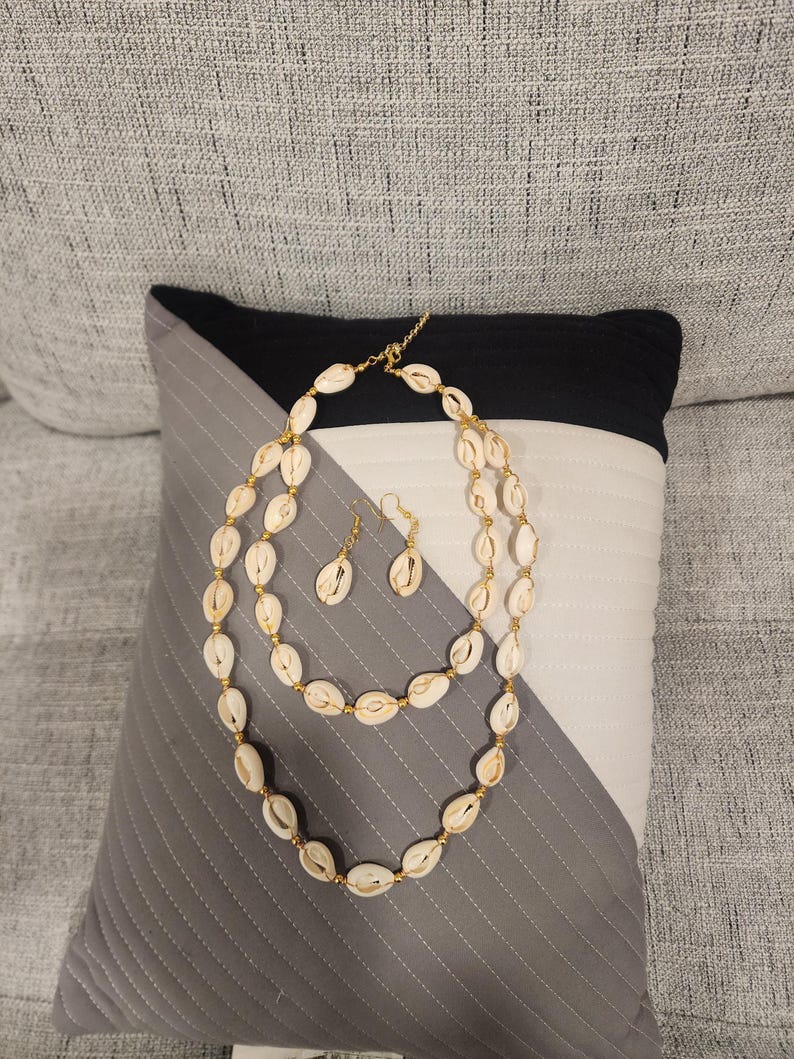 Cowrie Shell Necklace Handmade | African Brass Chain Adjustable | Bamileke Heritage Jewelry image 8