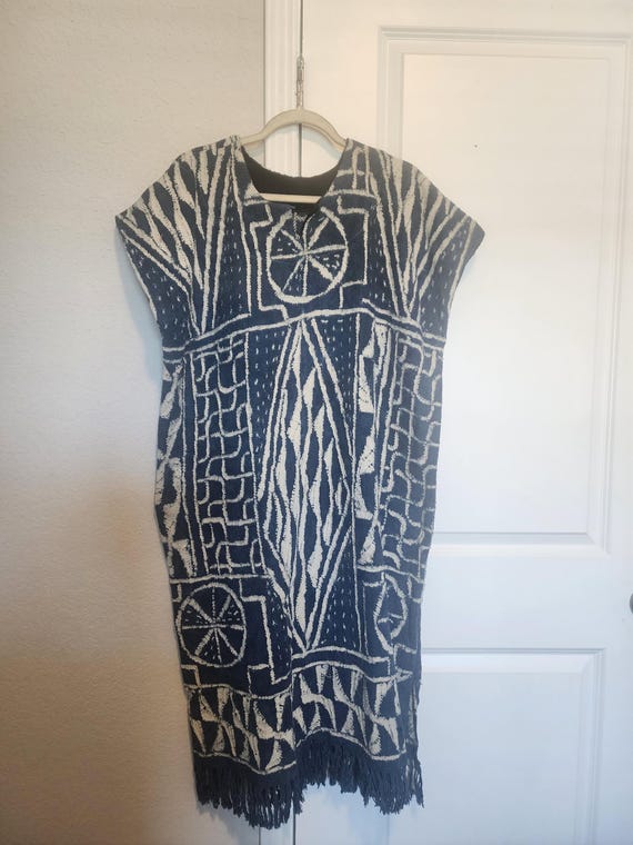 Original Traditional Ndop Cameroon /African dress for  women/grassfield clothes/ Blue and white striped woven dress/beautiful Neyang dress/