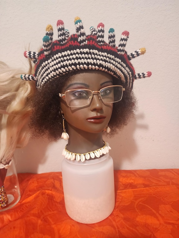 Cameroon African tradional hat /Bamenda cap/Bamileke Hat/Igbo wedding cap/ unisex hat/Nigeria cap/Ghana cap/ Haossa hat/Ndop Hat/Unisex hat