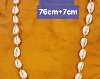 Handmade Cowrie Shell Necklace: African Inspired Brass Jewelry