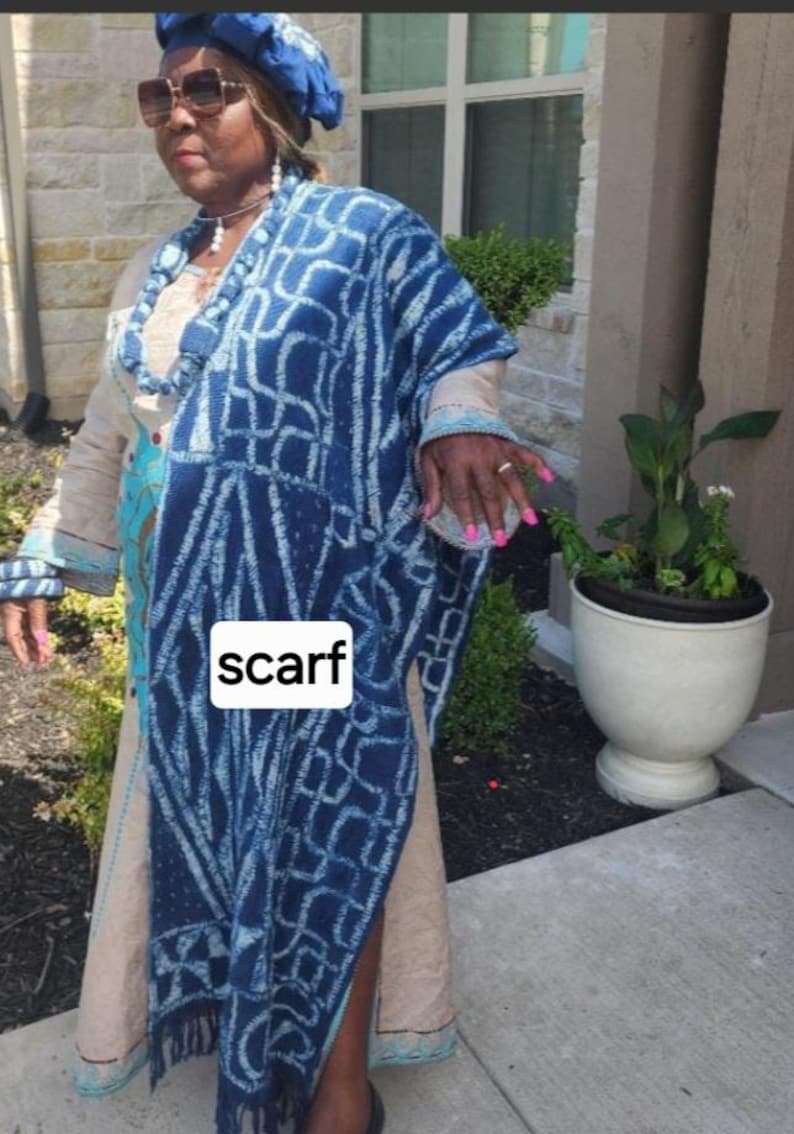 Authentic Bamileke Ndop Scarf | Handwoven Cotton Indigo Dye | African Heritage Wrap | Unisex immagine 2