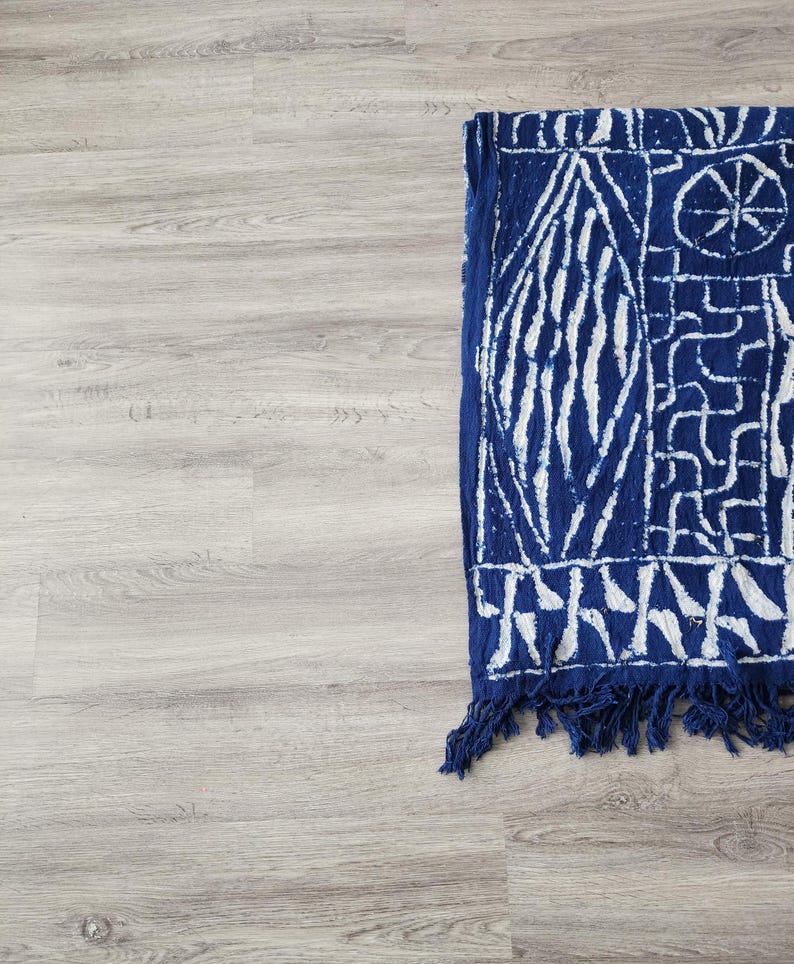 Authentic Bamileke Ndop Fabric | Handwoven Cotton Indigo Dye | Washable Royal Textile | Cameroon bild 6