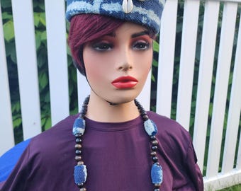 Traditional authentic Ndop hat from Cameroon/Handmade hat for men and women/ African Bamileke cap.