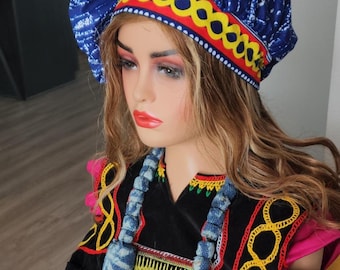 Handmade NDOP Fabric Hat with Toghu Ribbon - African Unisex Cap/Traditional Cameroon Hat.