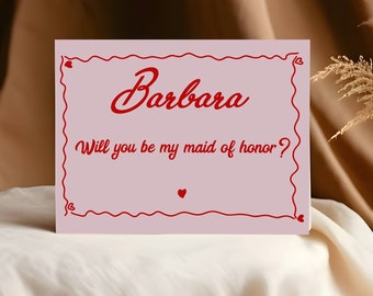 Retro Bridesmaid Proposal Card, Custom Photo, Bridal Party Card