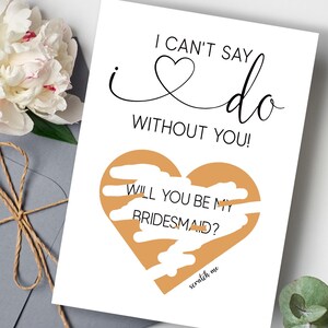 Carte à gratter personnalisée Serez-vous ma proposition de demoiselle d'honneur, carte à gratter pour des faveurs de proposition de mariage, carte à gratter or