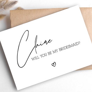Will You Be My Bridesmaid Card & Envelope, Maid of Honour Card, Flower Girl, Proposal Gift, Bridesmaid Cards, Bridal Party Favors