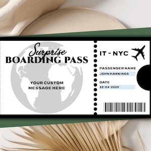 Carte d'embarquement personnalisée, Carte à gratter vacances, Carte à gratter carte d'embarquement, Carte à gratter d'anniversaire, Carte à gratter, Billet d'avion, Cadeau personnalisé