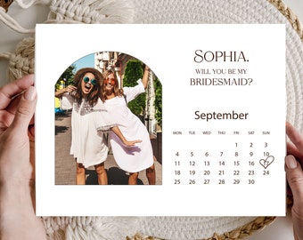 Custom Photo Calendar Bridesmaid Proposal Card