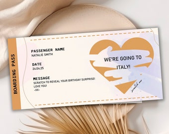 Scratch Reveal Boarding Pass, Personalised Fake Boarding Pass for Surprise Holiday / Destination Trip, Fake Travel Ticket, Fake Plane Ticket