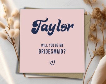 Retro Bridesmaid Proposal Card, Funny Wedding Day Card