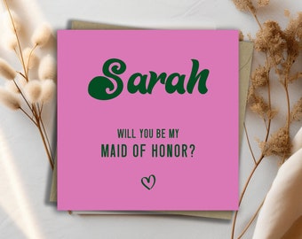 Retro Bridesmaid Proposal Card, Bridal Party Cards