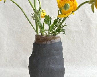 Smudge Vase - ceramic vase art organic simple unique black clay