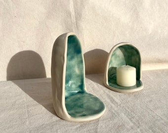 Sacred Site - sea foam ceramic incense tea light altar