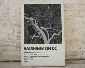 Washington DC Map Print - Moderne eigentijdse poster in meerdere maten. Stadsraster / stadskaart / stratenplan. Aangepaste steden beschikbaar