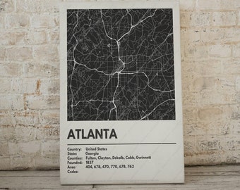 Atlanta City Map Print - Aangepaste moderne hedendaagse poster in meerdere maten. Aangepaste steden beschikbaar