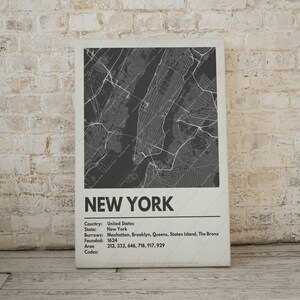 New York City Map Print - Modern contemporary poster in multiple sizes. City grid / Urban map / Street Map. Custom cities available