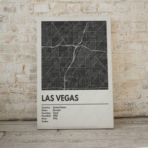 Impression de carte de Las Vegas - Affiche contemporaine moderne en plusieurs tailles. Grille de la ville / Carte urbaine / Plan des rues. Villes personnalisées disponibles