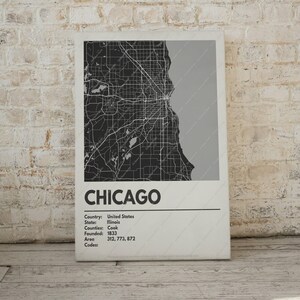 Chicago City Map Print - Modernes zeitgenössisches Poster in verschiedenen Größen. Stadtnetz / Stadtplan / Straßenkarte. Benutzerdefinierte Städte verfügbar