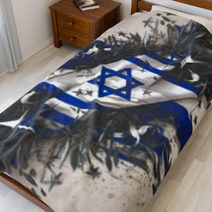 Israeli Flag Velveteen Blanket: Soft & Cozy Home Decor