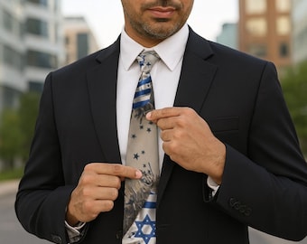 Israeli Flag Necktie: Patriotic Blue and White Tie for Men