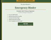 Solo Woman Emergency Binder | Printable Life Organizer PDF | Important Documents Tracker | Widow Divorce Financial Organizer