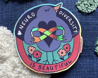 Neurodiversity is Beautiful Holographic Sticker, Autism & ADHD Pride