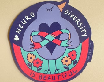 Neurodiversity Pride Magnet: Autism Heart & Infinity Bird