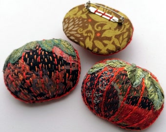 Embroidered Pumpkin Brooches