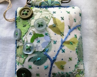 Patchwork Embroidered Fob Brooch