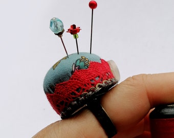 Original Domed Pincushion Rings - Roses