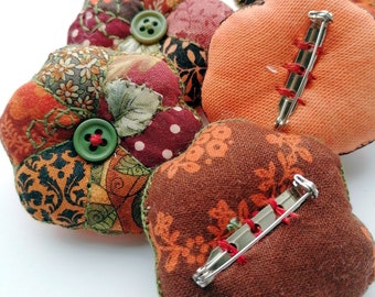 Patchwork Pumpkin Brooches