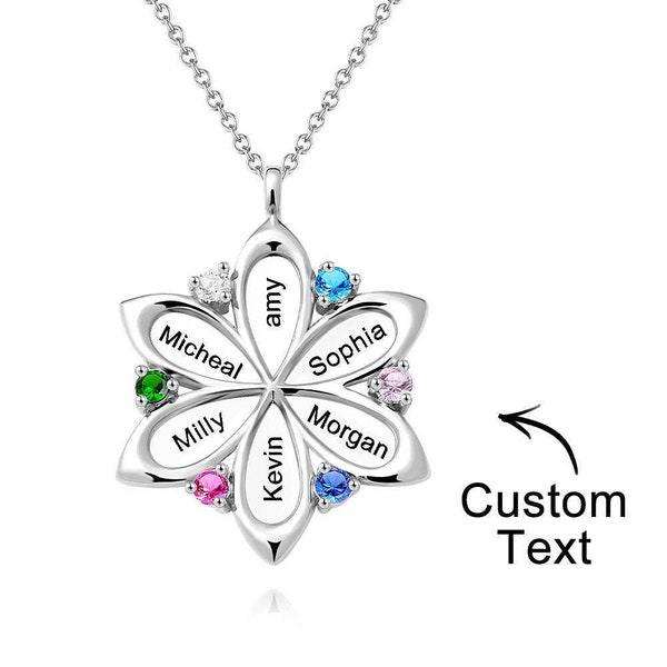 Personalized Name Flower Necklace Elegant Birthstone Pendant Necklace Jewelry Mother's Day Gifts