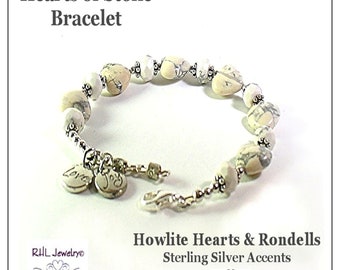 White Howlite Heart Bracelet, Howlite Root Chakra Bracelet, 7th Chakra Gifts, Ladies Gemini Birthday Gifts